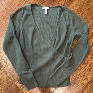 Leith Deep Green V-Neck Sweater